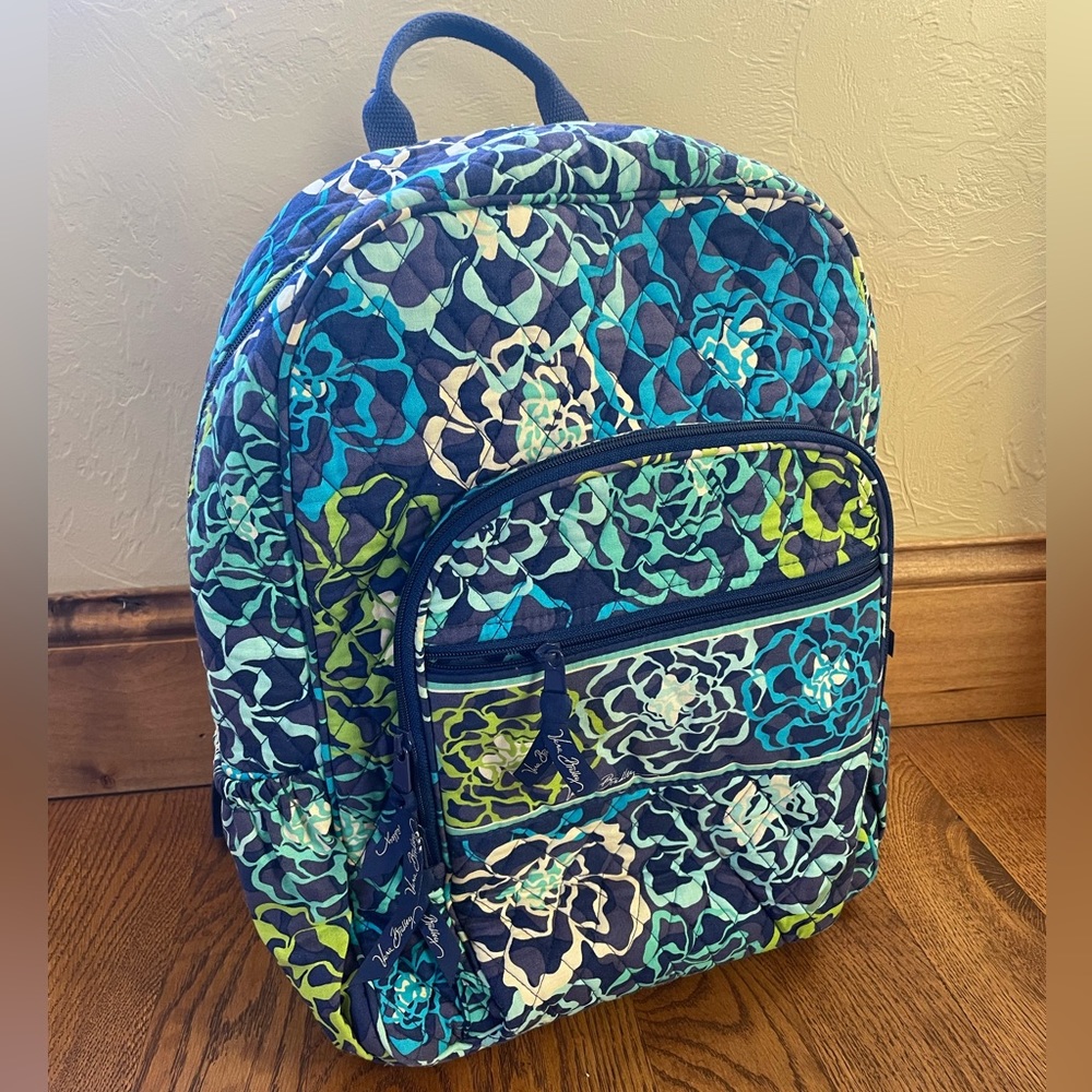 Vera Bradley blue and green floral quilted style backpack